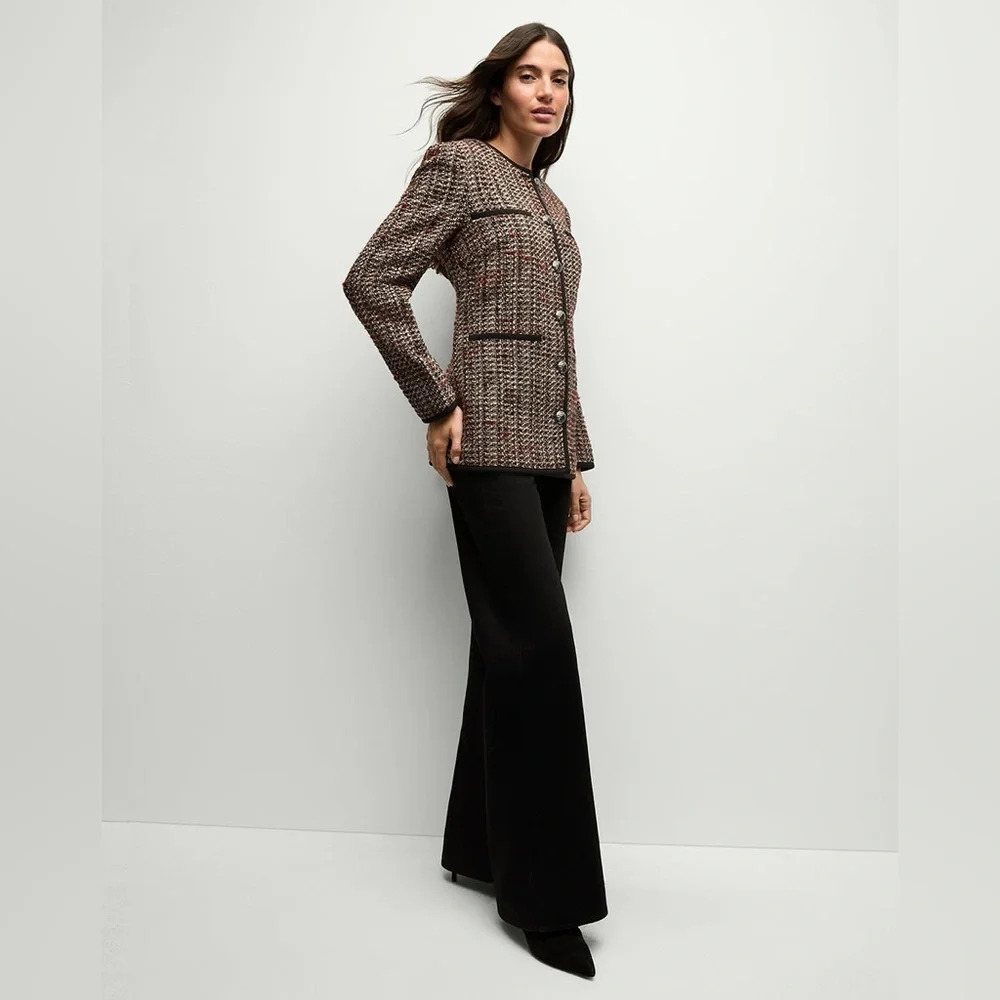 NEW Veronica Beard Watkins Dickey Tweed Collarless Jacket Grey Multi | size 2 - Picture 7 of 15